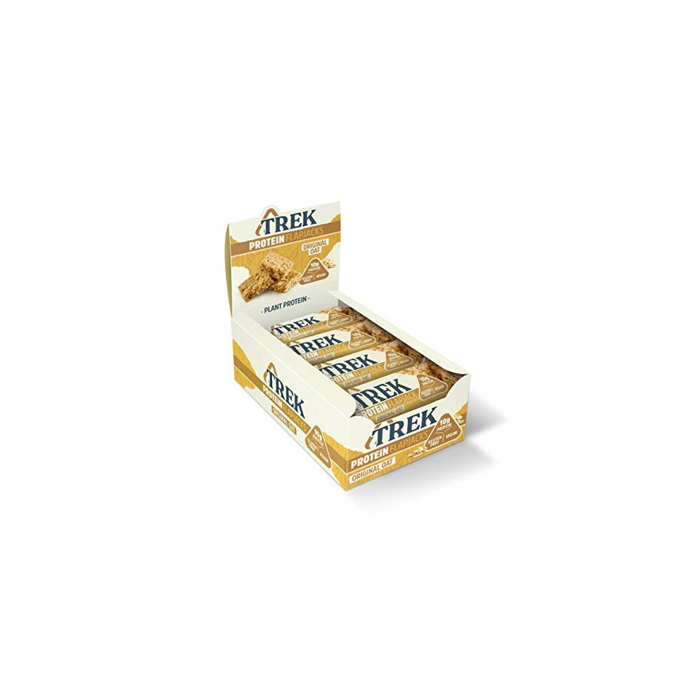 TREK High Protein Flapjack Original Oat - Gluten Free - Plant Based - Vegan Snack - 50g x 16 bars