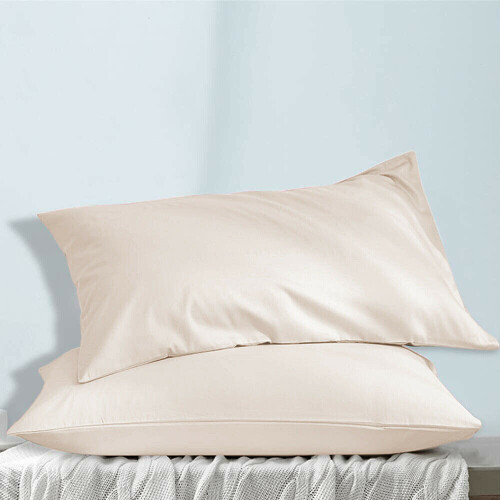 (Cream, 2 x Pillow Cases) Plain Duvet Quilt Cover Bedding Set Microfiber Plain Pillowcases Pair 1