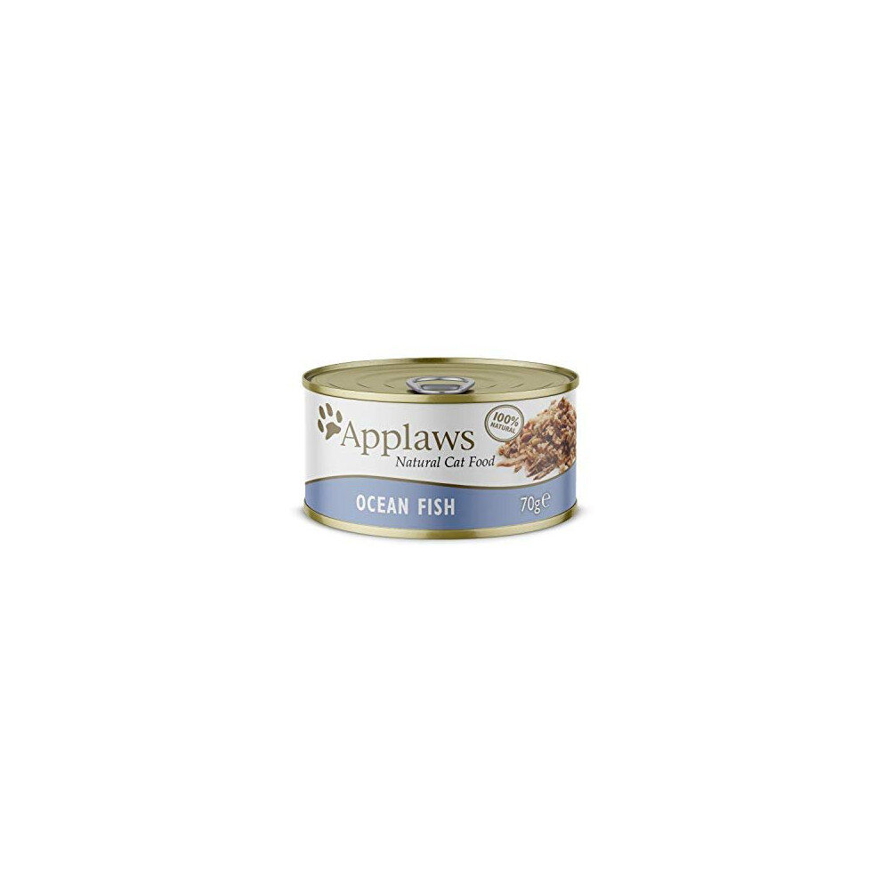 Applaws 100% Natural Wet Cat Food, Ocean Fish In Broth, 70 g Tin (Pack of 24)