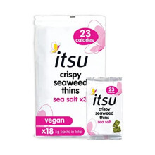 Itsu Crispy Seaweed Thins Healthy Snack 5g (Pack of 18) | Vegan | Low Calorie | Sea Salt Flavour