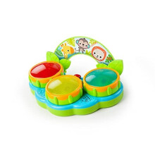 Bright Starts, Safari Beats Musical Instrument Drum Toy with 3 Colourful Lights, 12+ Melodies & Sounds, Development & Activity Toy, Tummy Time, Ages 3