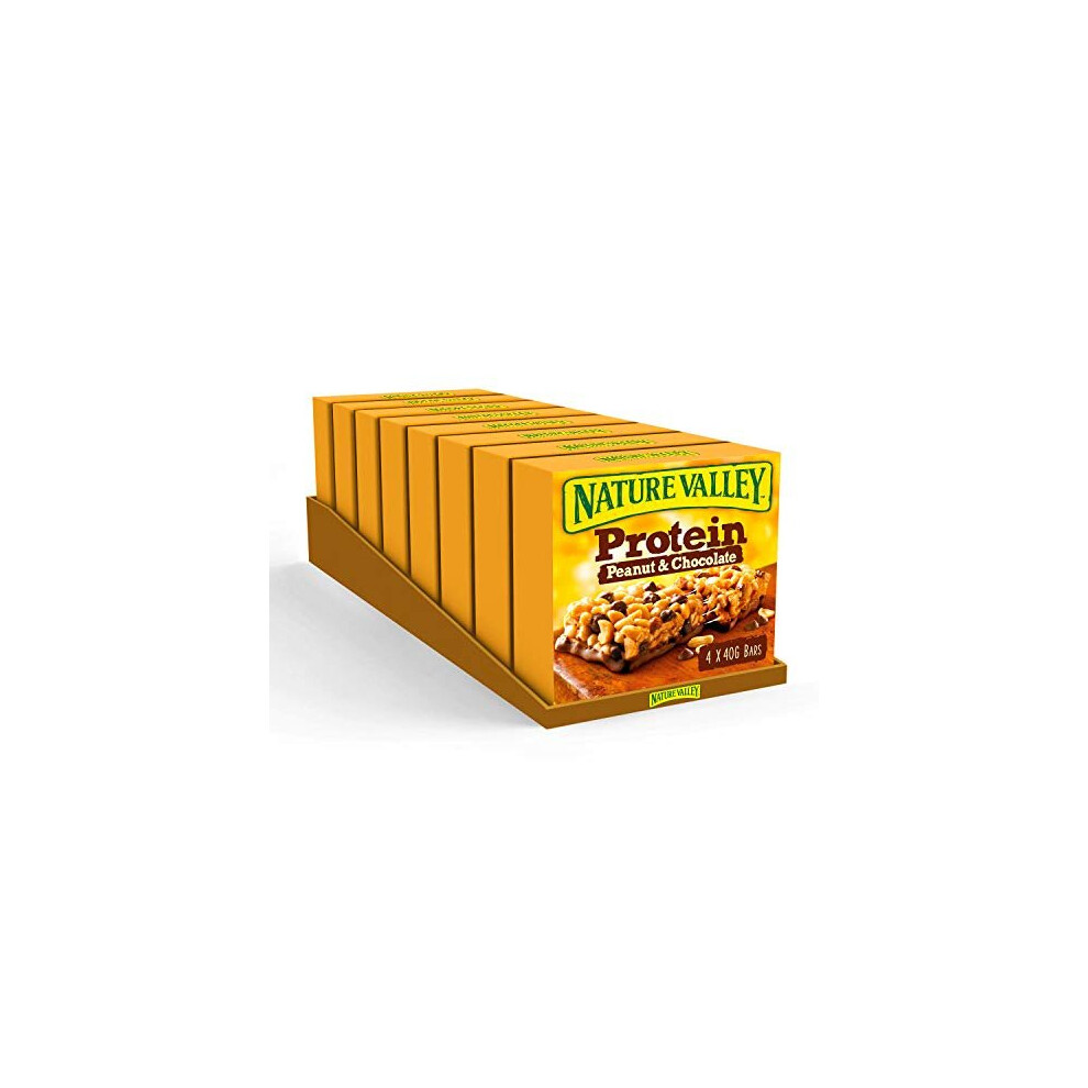 Nature Valley Protein Peanut & Chocolate Gluten Free Cereal Bars 4 X 40g (Pack Of 8, Total 32 Bars)