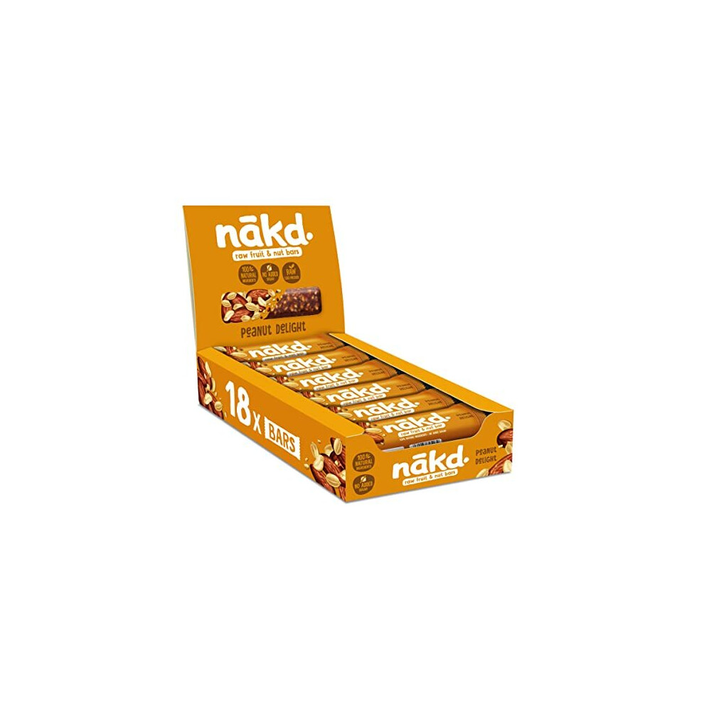 Nakd Peanut Delight Natural Fruit & Nut Bars - Vegan - Healthy Snack - Gluten Free - 35g x 18 bars