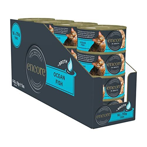 Encore 100 Natural Cat Food, Ocean Fish In Broth Tin 70 g (Pack of 16