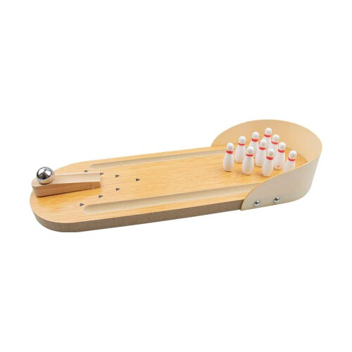 Invero Mini Wooden Desktop Tabletop Ten Pin Bowling Game Set Includes a