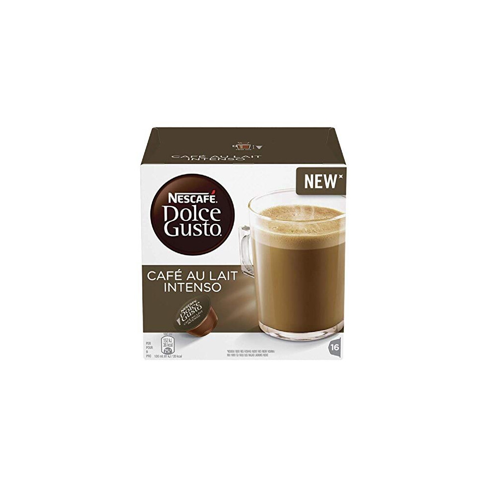Nescafe Nescafé Dolce Gusto Café Au Lait Intenso Coffee Pods, 16 Capsules (48 Servings, Pack Of 3, Total 48 Capsules)