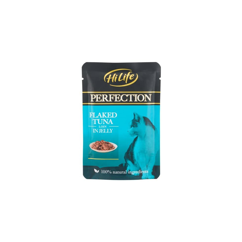 HiLife Perfection - Wet Cat Food - Flaked Tuna Loin in Jelly - Natural Ingredients Grain Free, 18 Pouches x 70g