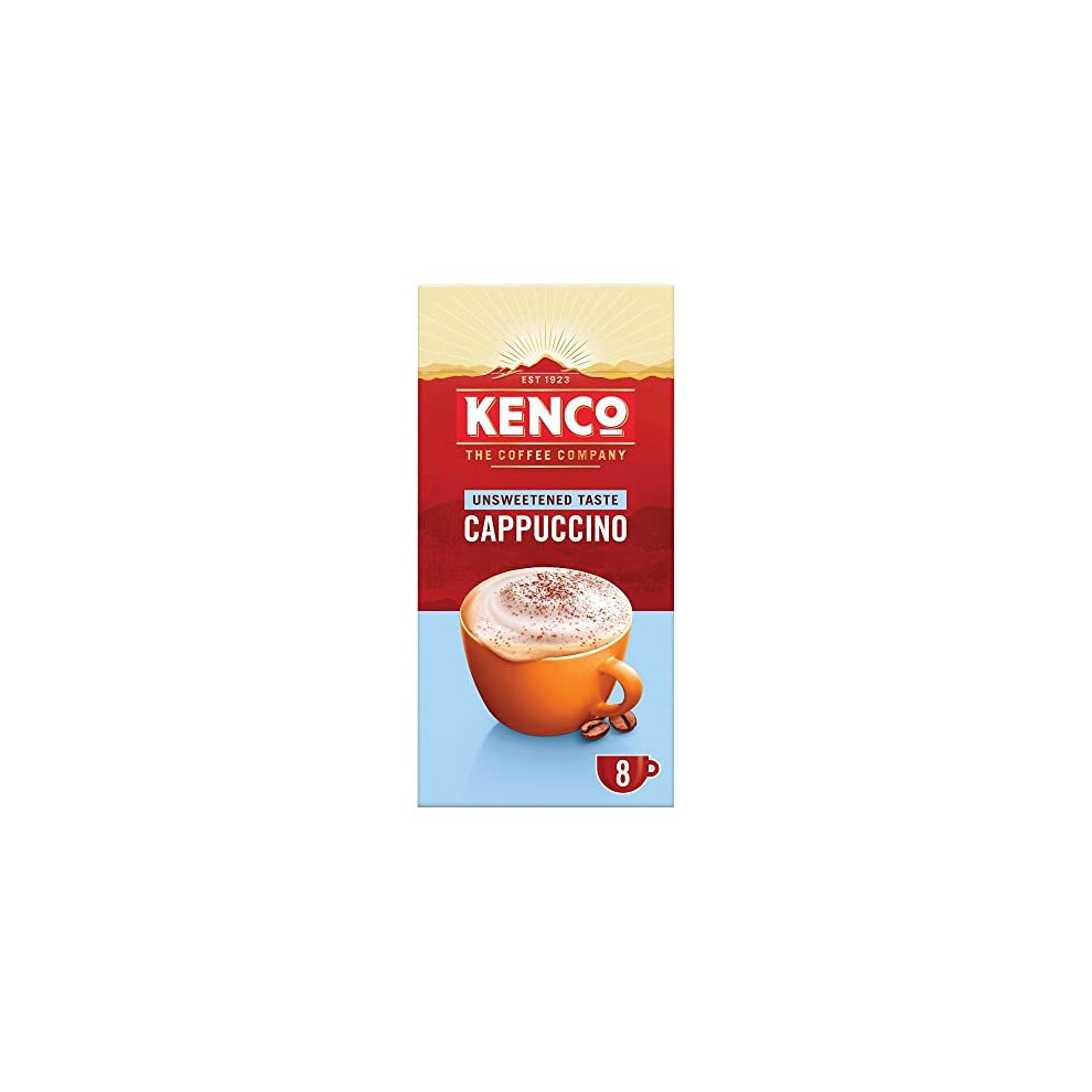 Kenco Cappuccino Unsweetened Instant Coffee Sachets (Pack of 5, Total 40 Sachets)