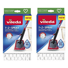 Vileda 1-2 Spray Microfibre Pads Refill Mop Head Replacement Set for Vileda Ultramax and Spray Mops Refills, (Pack of 2)