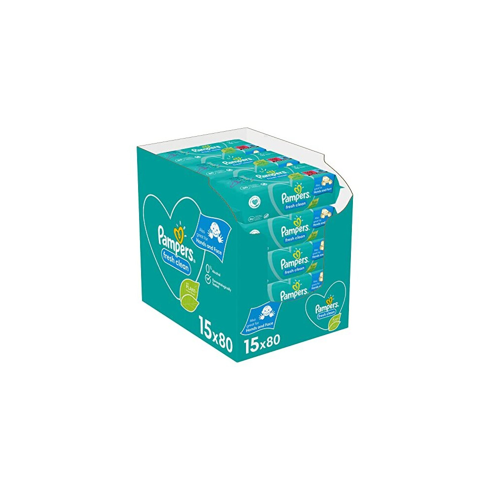 Pampers Baby Wipes Multipack, Fresh Clean, 1200 Wet Wipes (15 x 80), Baby Essentials for Newborn