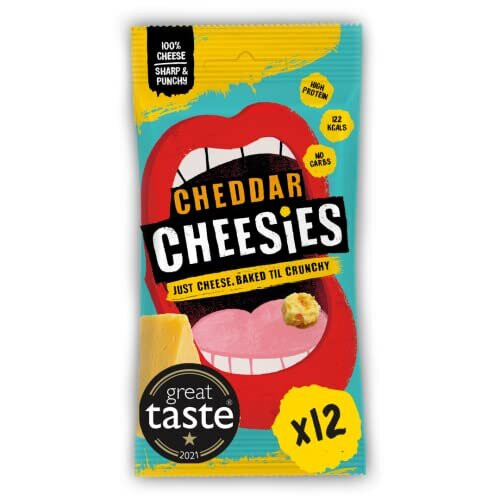 CHEESIES | Crunchy Cheese Keto Snack | Cheddar | 100% Cheese | Sugar Free, Gluten Free, No Carb | High Protein and Vegetarian | Crunchy, Baked and