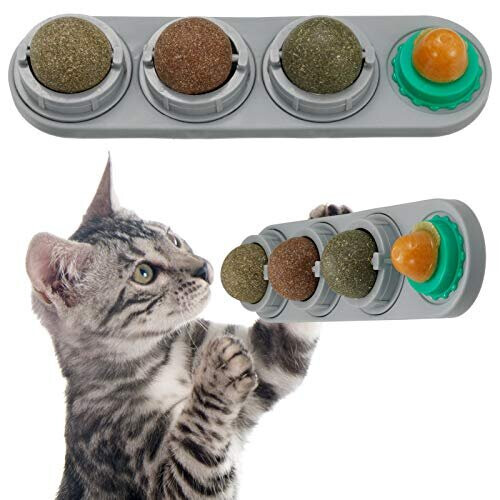 Chutoral Catnip Balls Toy Rotatable Licking Treats Toys for Cats Cat