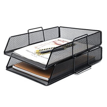EXERZ Paper Sorter/ Tray/ Desk Organiser/ File Holder 2PCS Pack - Wire Mesh - Office, School (EX63574-2BLK)