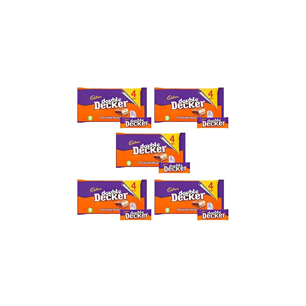 Cadbury Double Decker Chocolate Bar 4 Pack (Pack of 5) 160g Each