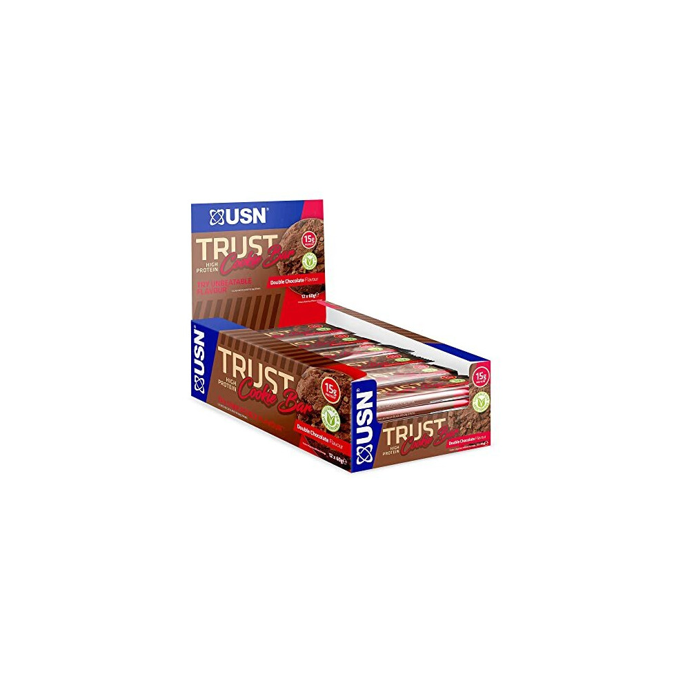 USN Trust Cookie Bar, Triple Chocolate Protein Cookie: High Protein Bars, Perfect On-the-Go & Post-Workout Protein Snacks (12 x 60g Bars per Pack)