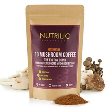 NUTRILIC 10 Mushroom Coffee (40 Servings)- Instant Arabica with Micro Ground Coffee Beans and Chaga, Cordyceps, Lion?s Mane, Reishi, Maitake, Shitake,