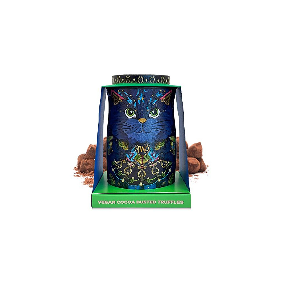 Monty Bojangles Cocoa Nib Nights Cat Tin | Vegan Cocoa Dusted Chocolate Truffles, Midnight Prince Cat - 135g