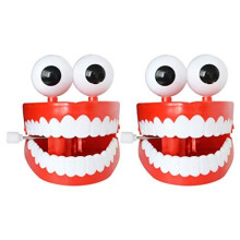 Tomaibaby 2Pcs Wind- up Toys Plastic Chattering Teeth Wind up Toy Early Educational Toy Popping False Teeth Toy Funny Teeth Toys Easter Baskets