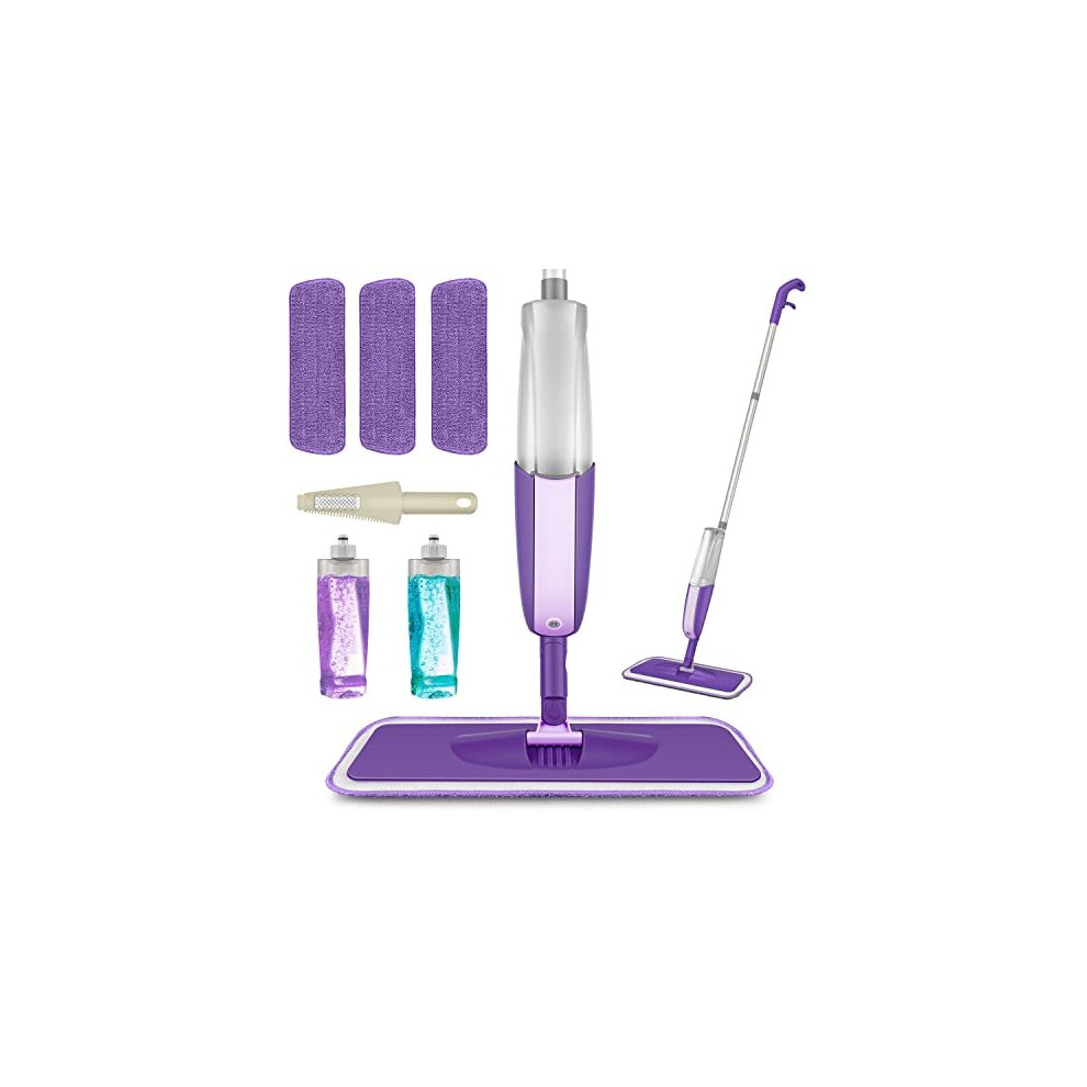 MEXERRIS Microfibre Spray Mop for Floor Cleaning - Wet Dry Kitchen Floor Cleaning Mop with 2 Refillable Bottle 360Rotatable Hardwood Mop for