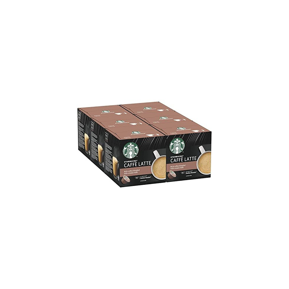 Starbucks Caffe Latte By Nescafe Dolce Gusto Coffee Pods (Pack Of 6, Total 72 Capsules, 36 Servings)
