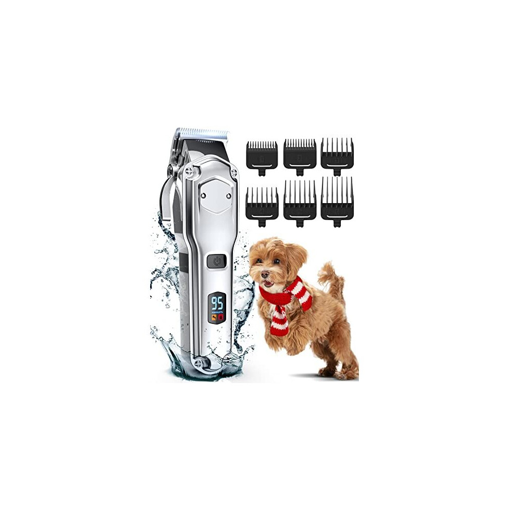 oneisall Dog Clippers for Grooming for Thick Heavy Coats/Low Noise Rechargeable Cordless Pet Shaver with Stainless Steel Blade /Waterproof Dog Shaver