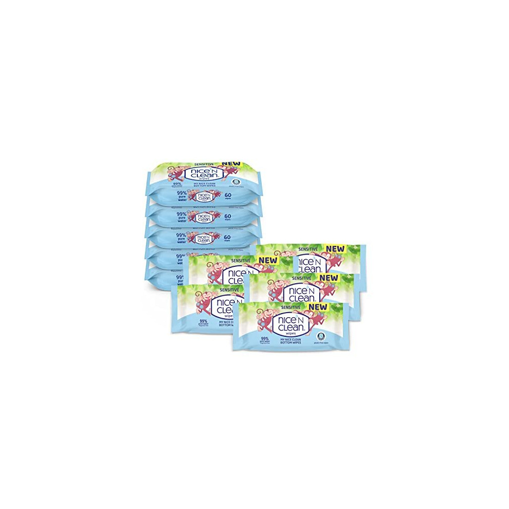 Nice 'N CLEAN - My Nice Clean Bottom Wipes - Flushable Wipes for Toddlers, Plastic-free and Suitable for Sensitive Skin, Biodegradable Wipes for Kids