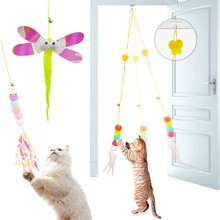 Artsper Catnip Toys 3-Pack for Indoor Cats - Interactive Felt Mouse Teaser, Hanging Door Hook Cat Toy with Adjustable Rope