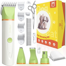 Unibono Dog Grooming Clipper Kit, All-in-One Cordless Pet Clipper for Dogs & Cats, Low Noise for Paws, Eyes, Ears, Face & Thick Hair with Nail