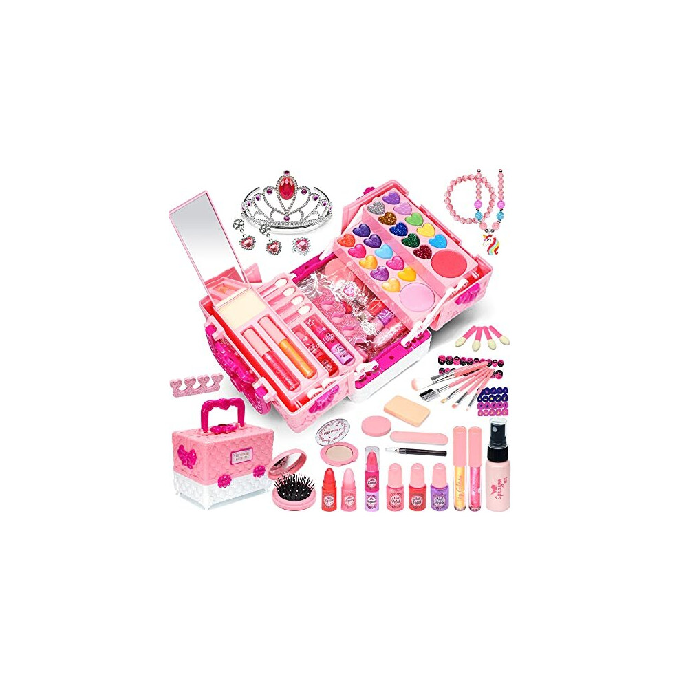 Kids Makeup Sets For Girls - Washable Make Up Starter Kit, Real Makeup Childrens Princess Pretend Play Games Toys Presents, Little Girl Birthday Gifts