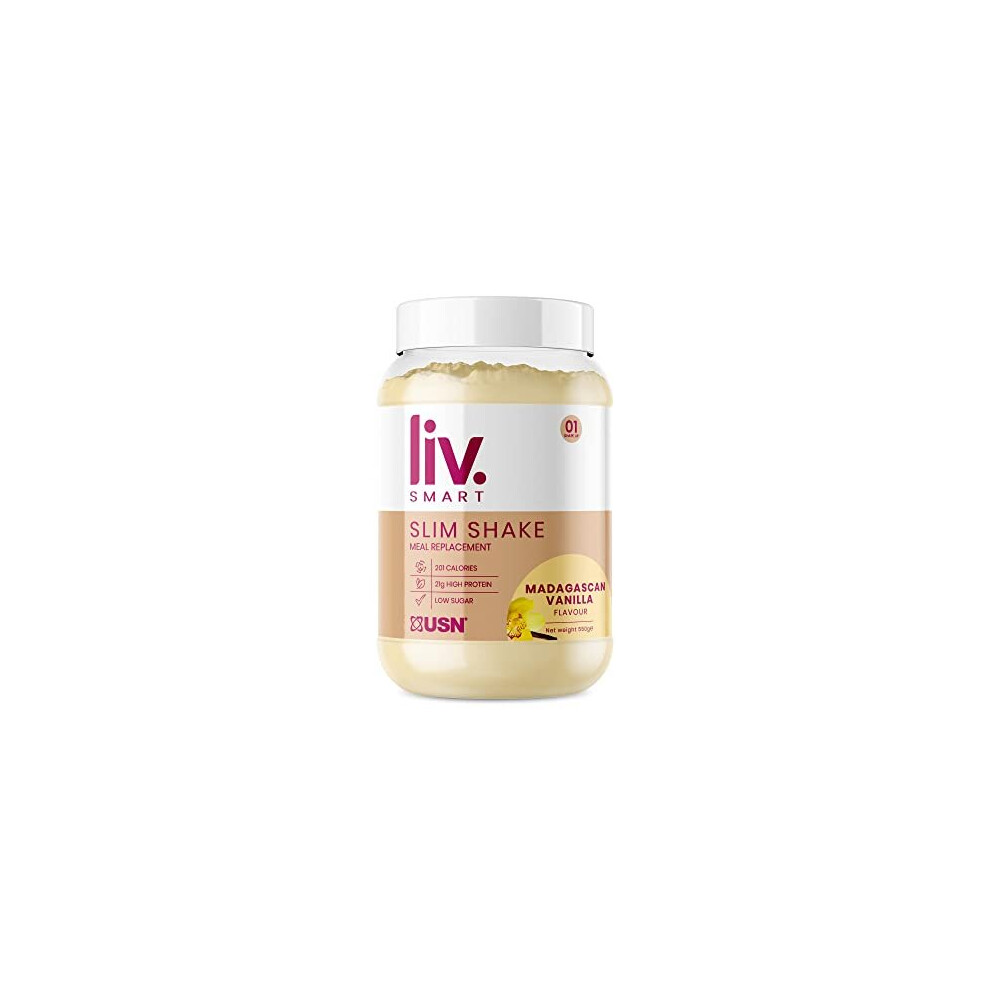 Liv.Smart by USN Slim Madagascan Vanilla 550g - High Protein (21g) Meal Replacement Shake & Weight Loss Support - Low in Sugar & Suitable for