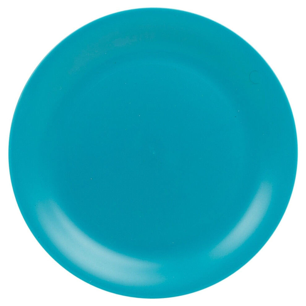 (Teal) 6 Pcs Unbreakable Reusable Coloured Plastic Dinner Plates Kids Party Tableware
