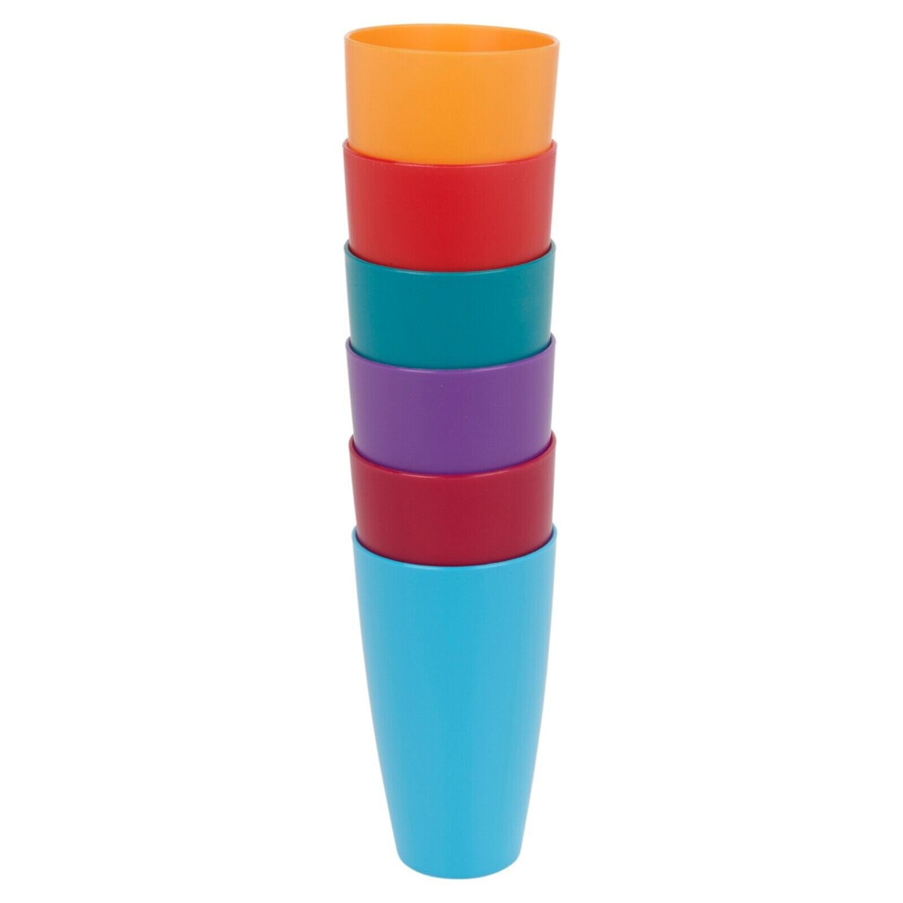 (Teal) 6 Pcs Unbreakable Reusable Coloured Plastic Tall Drinking Cups Party Tableware