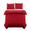 (Red, Single: 137 x 200 cm.) Plain Duvet Quilt Cover Bedding Set Microfiber Plain Pillowcases Pair 2