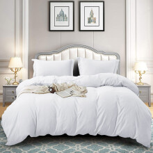 (White, Super King: 260 x 220 cm.) Plain Duvet Quilt Cover Bedding Set Microfiber Plain Pillowcases Pair