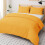 (Yellow, Double: 200 x 200 cm.) Plain Duvet Quilt Cover Bedding Set Microfiber Plain Pillowcases Pair 1