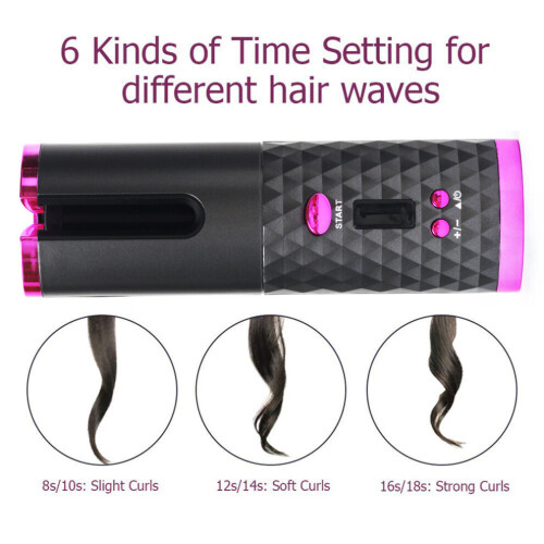 (White) Hair Curler Automatic Rotating Cordless Curl Tong 2