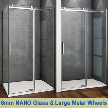 (Sliding Door: 1400x1950mm; Stone Tray: no tray; Side Panel: 700x1950mm) Aica Frameless Sliding Shower Enclosure Door 1950