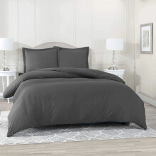 (DOUBLE, CHARCOAL) Plain Duvet Cover Luxury Hotel Quality Reversible Quilt Covers Bedding Set Single Double King