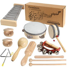 Nutural Wooden Toys Musical Instruments for Toddler Preschool Kids |Percussion Set with Xylophone for 1 2 3 4 5 Years Olds 12 Months Up Boys Girls