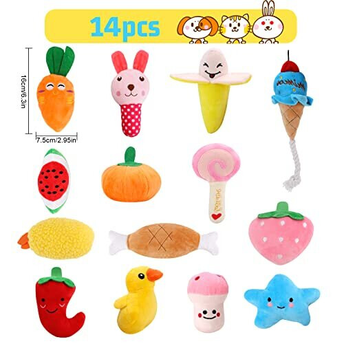 14 Pack Puppy Toys,Dog Squeaky Toys,Small Dog Interactive Teething