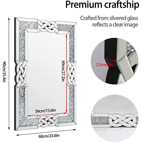 (M(900X600mm)) Decorative Mirror Wall-Mounted with Diamond 1
