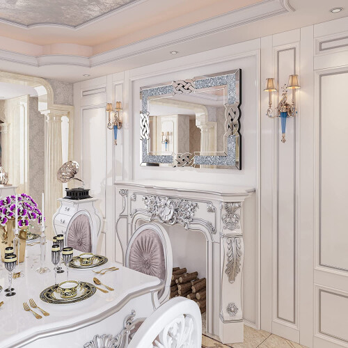 (M(900X600mm)) Decorative Mirror Wall-Mounted with Diamond 2