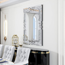 (L(100x700mm)) Decorative Mirror Wall-Mounted with Diamond