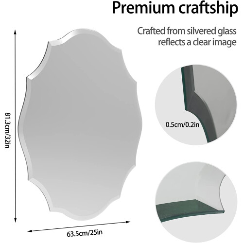 (L9(800X630mm)) Decorative Scalloped Wall Mirror Frameless 2