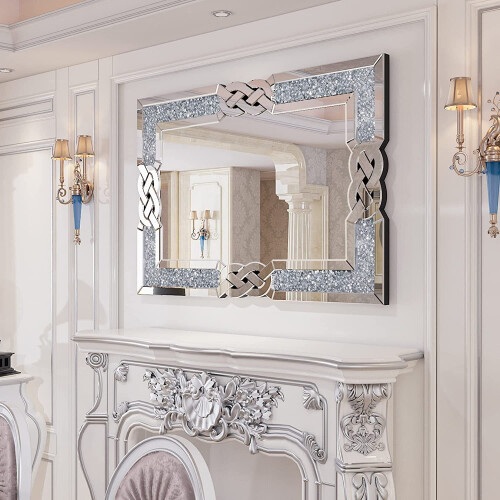 (L(100x700mm)) Decorative Mirror Wall-Mounted with Diamond 1