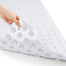 (White, 38 x 70 cm ) Extra Long Bath Shower Mats Non Slip Bathroom Bathtub Mat Anti-Mould Mildew Resistant