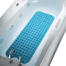 (Light Blue, 38 x 70 cm ) Extra Long Bath Shower Mats Non Slip Bathroom Bathtub Mat Anti-Mould Mildew Resistant