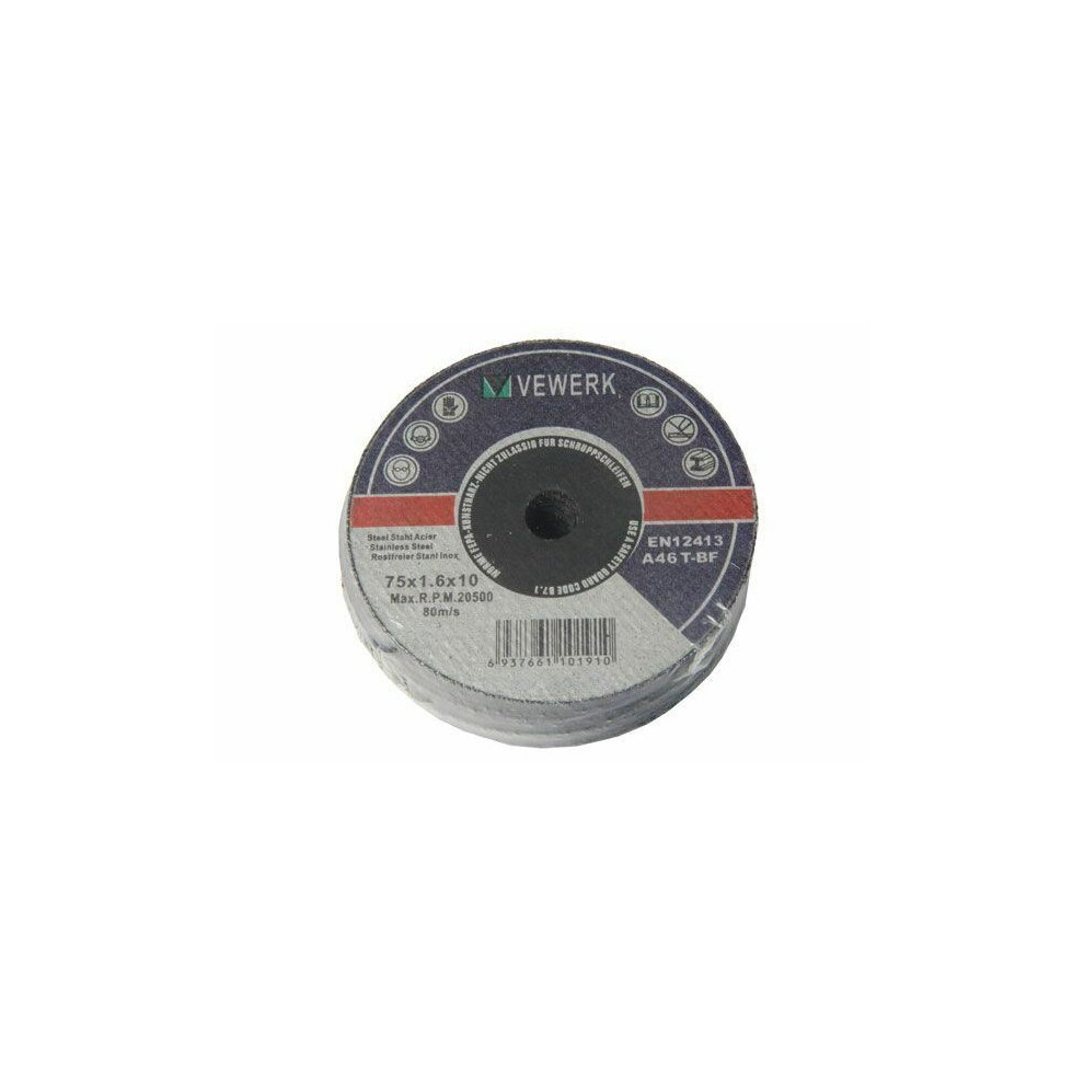 BERGEN extra thin Metal Cutting Discs (75x1.0mm x 9.5mm) 10pk B8062