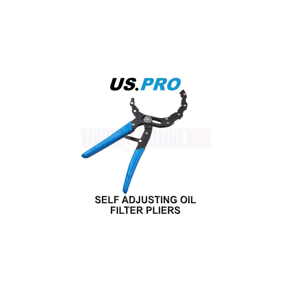 US PRO Self Adjusting Oil Filter Pliers Fuel Filter Removal 2 1/4 - 4 3/4 3474