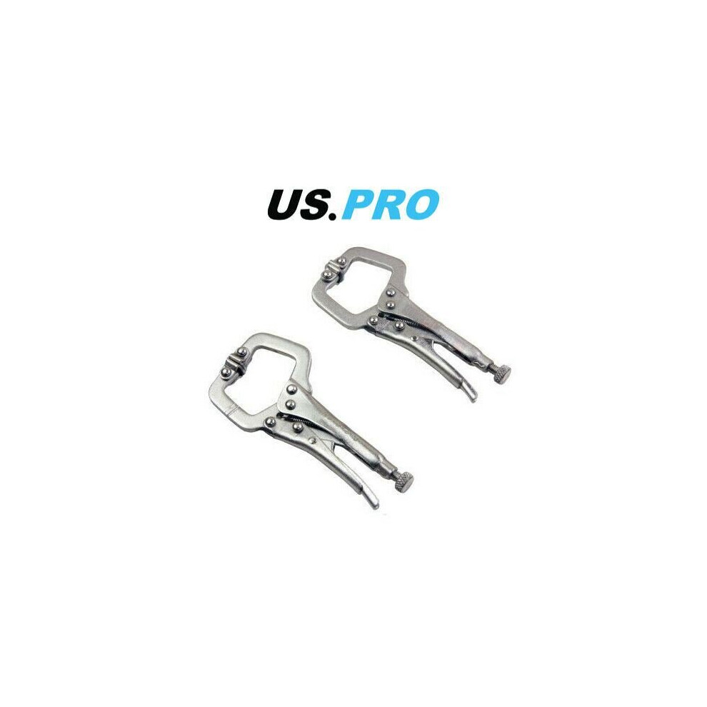 Us Pro Tools 2 Piece Mini Locking C Clamp Set - C-Clamps 1832 5060478389385